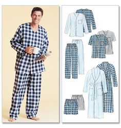 4244 McCalls MR COLLAR ROBE, BELT, SS-LS TOPS, BOTTOMS PATTERN SM-LG Uncut
